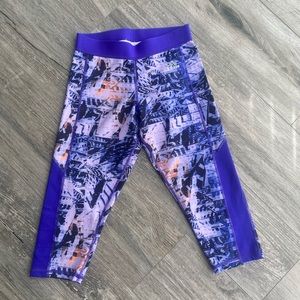 Adidas Techfit Blue/Purple Printed Capri Leggings